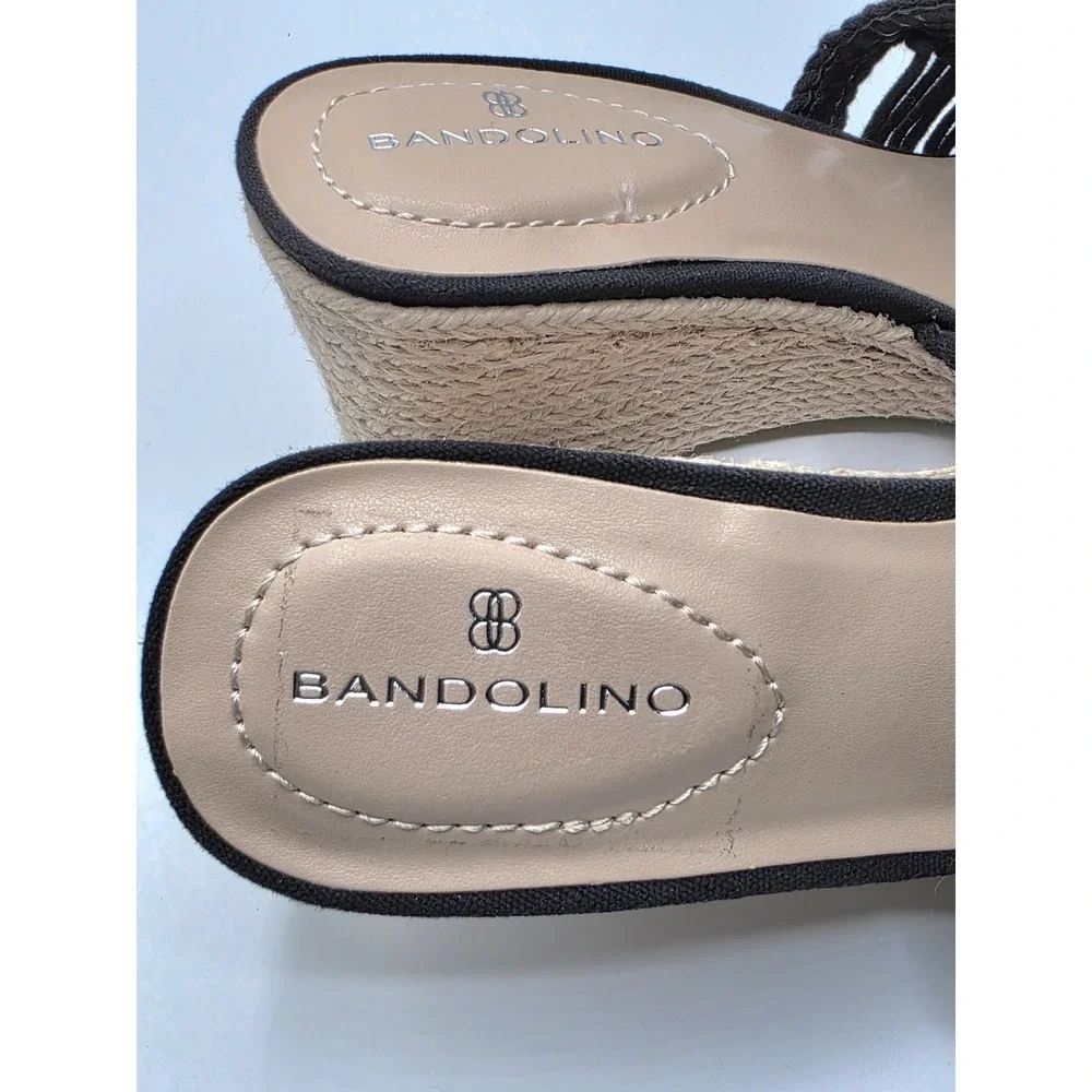 Bandolino Women's Andrrea Espadrille Crochet Wedge Sandals in‎ black Size 7.5